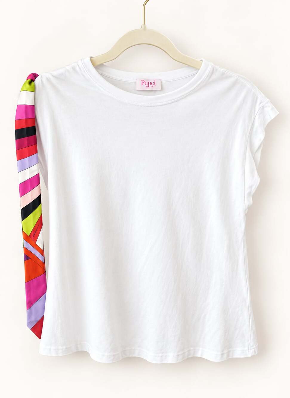 Emilio Pucci White Foulard-Detail Cotton T-Shirt